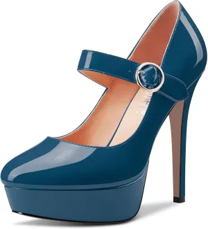 Castamere Women Stiletto High Platform Heel Round Toe Mary Jane Pumps Slip-on Classic Cute Dress 5.1 Inches Heels