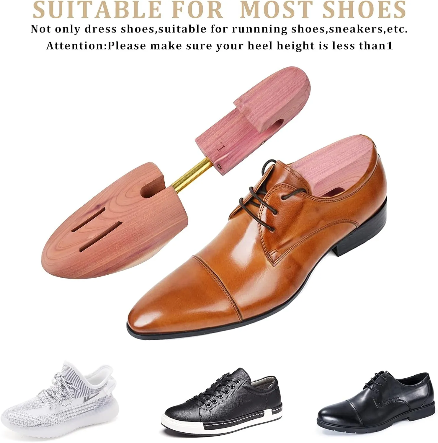 Cedar Shoe Tree for Men, Wide Heel Women's Adjustable Shoe Tree, Split Toe Cedar Boot Tree