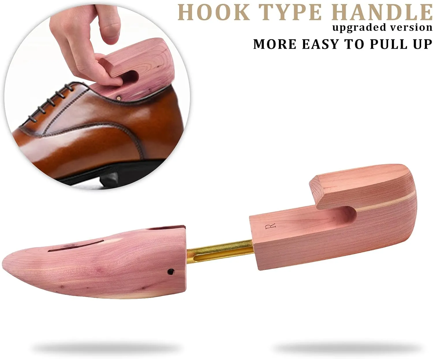 Cedar Shoe Tree for Men, Wide Heel Women's Adjustable Shoe Tree, Split Toe Cedar Boot Tree