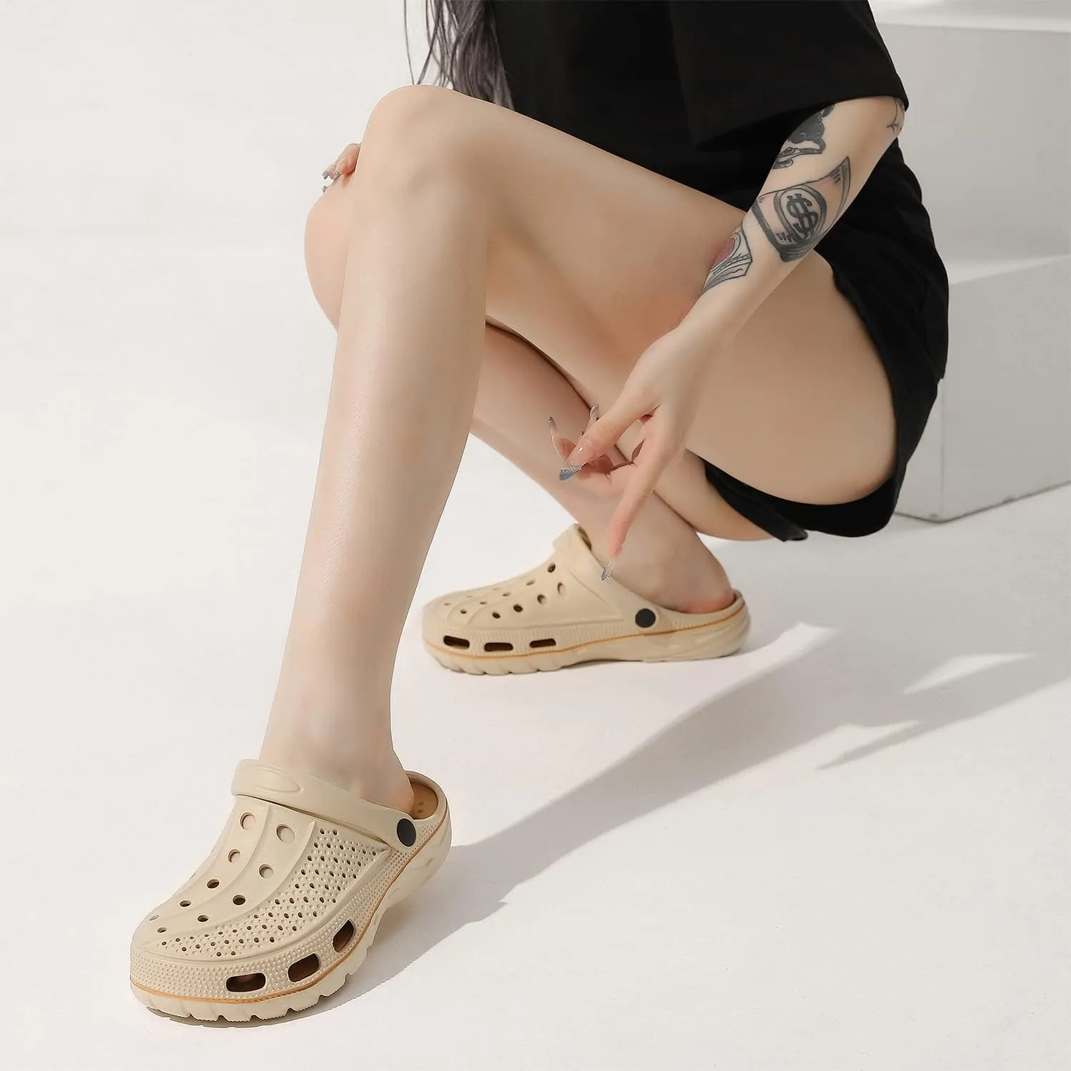 ChayChax Men's and Women's Arch Support Clogs Garden Shoes Slip-on Outdoor Beach Slippers with Removable Cushion Footbed