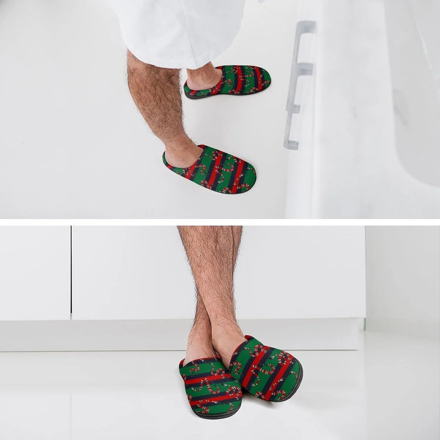 Christmas House Slippers For Woman Mens Memory Foam Bedroom Slippers Indoor Outdoor Slip-On Shoes Funny Fall Slippers