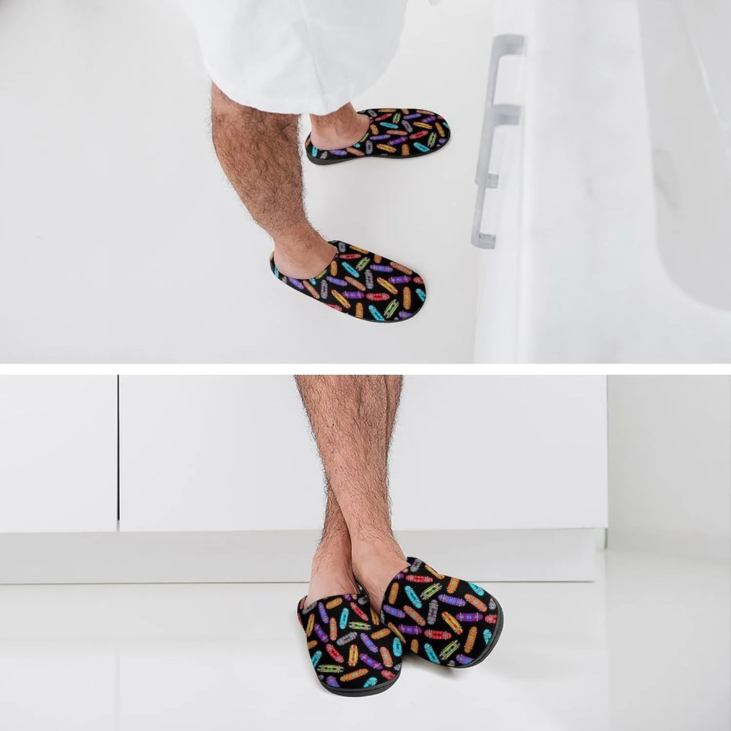 Christmas Slippers For Women Men Cotton House Slippers Hard Sole Comfy Clog Slippers Warm Slip-On Shoes Indoor Outdoor