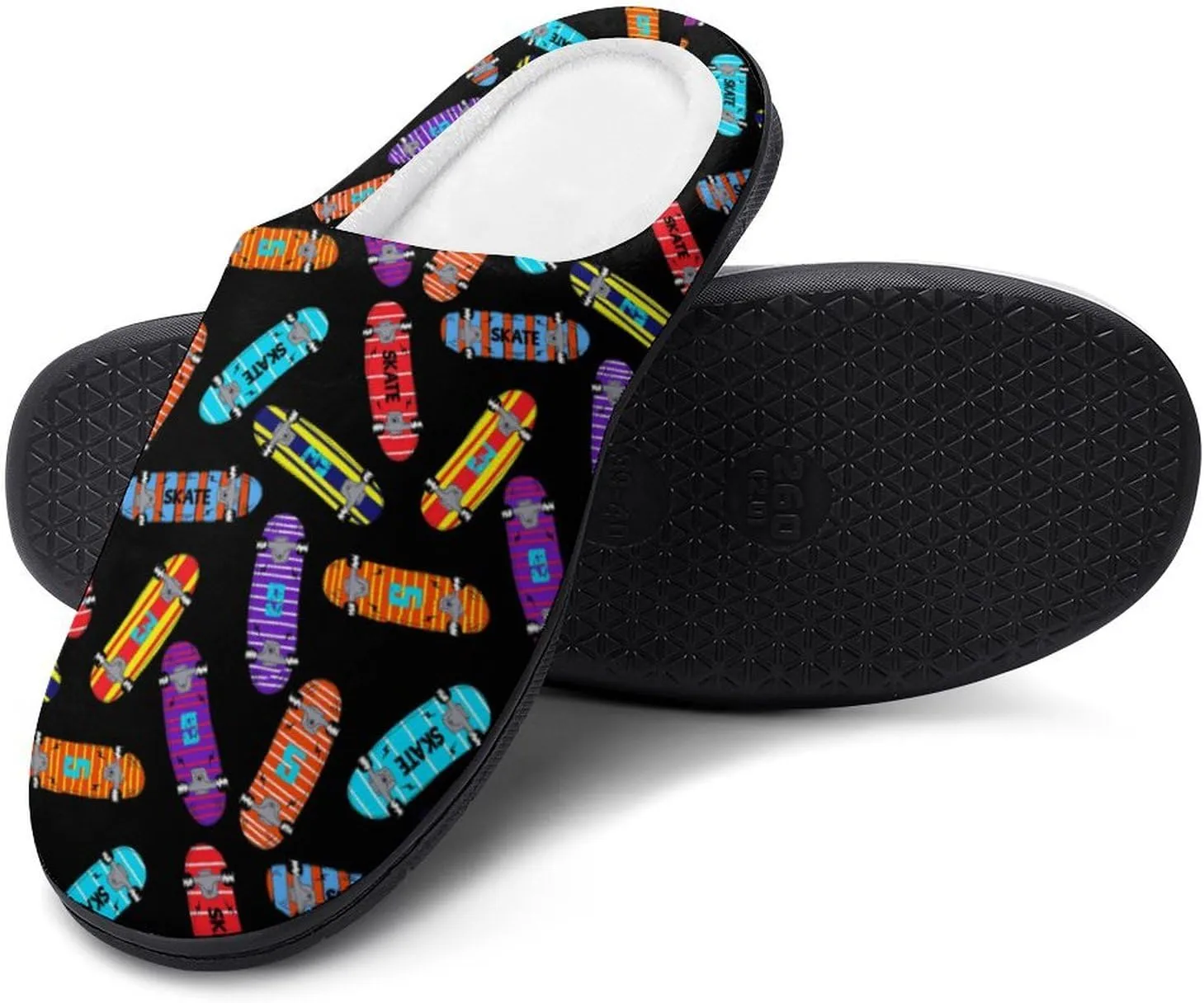 Christmas Slippers For Women Men Cotton House Slippers Hard Sole Comfy Clog Slippers Warm Slip-On Shoes Indoor Outdoor