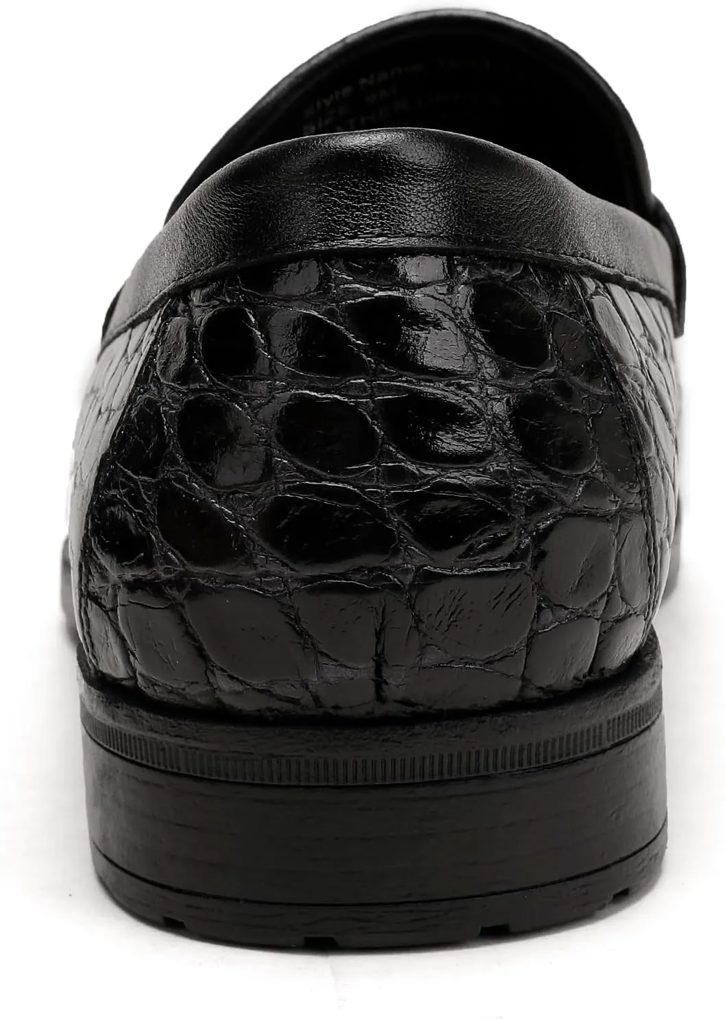 Classic Mens Leather Dress Shoes, Luxury Crocodile Printed Slip on Loafer with Matel Buckle Penny Shoes for Mens