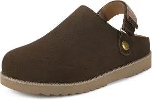 Clogs for Women Platform Clogs Slippers Classic Suede Leather Mules with Arch Support Comfortable Slip-on Sandals Shoes for Indoor Outdoor