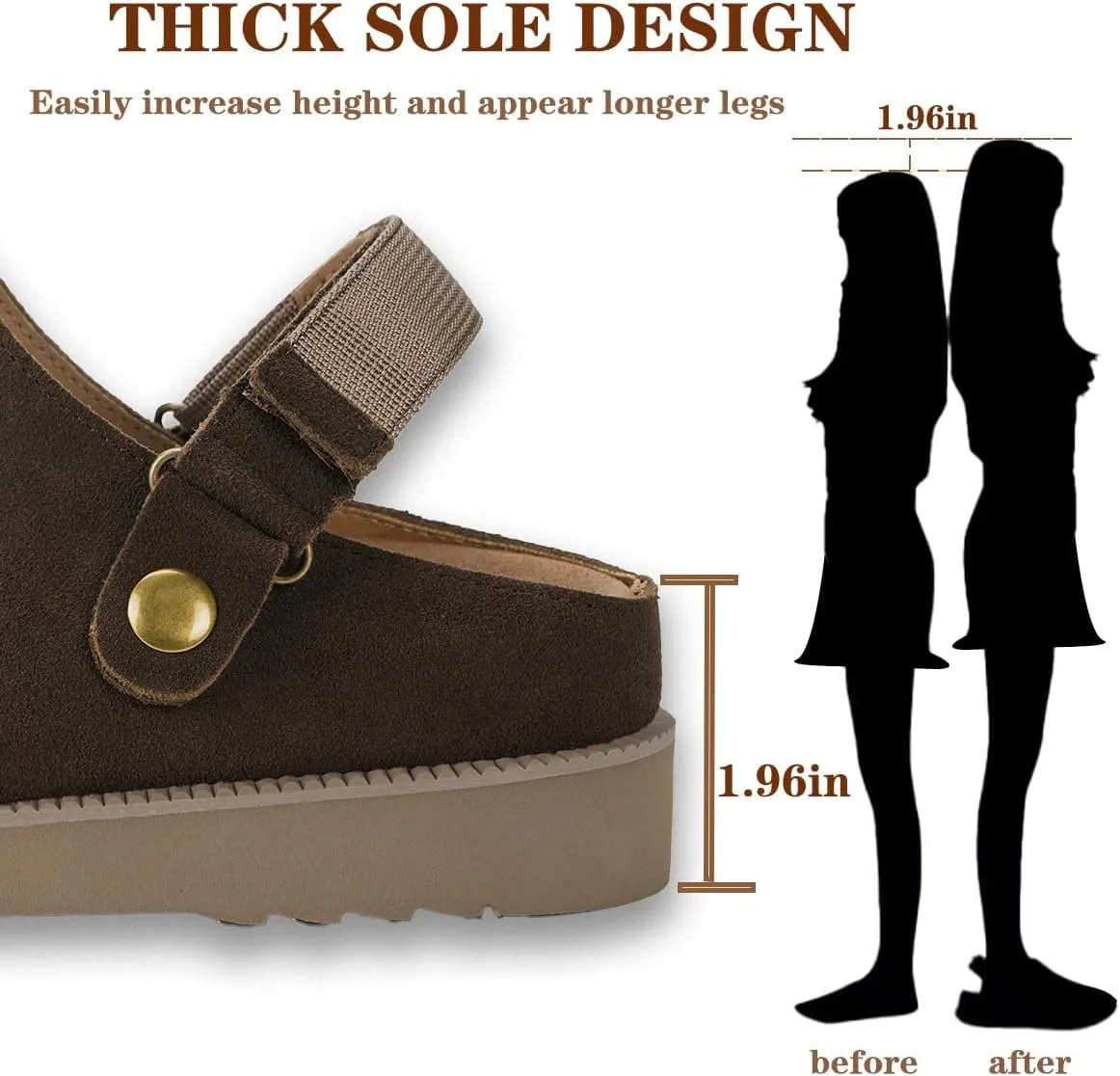 Clogs for Women Platform Clogs Slippers Classic Suede Leather Mules with Arch Support Comfortable Slip-on Sandals Shoes for Indoor Outdoor