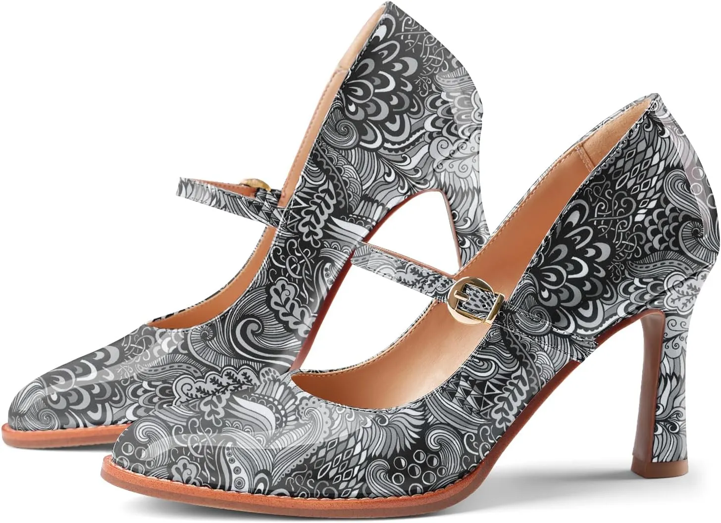 Closed Toe Heels for Women Stylish Mary Jane Pointed Toe 3.5 inch Stiletto Heel Pumps Spring Summer Office Wedding Party Dress Shoes