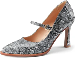 Closed Toe Heels for Women Stylish Mary Jane Pointed Toe 3.5 inch Stiletto Heel Pumps Spring Summer Office Wedding Party Dress Shoes