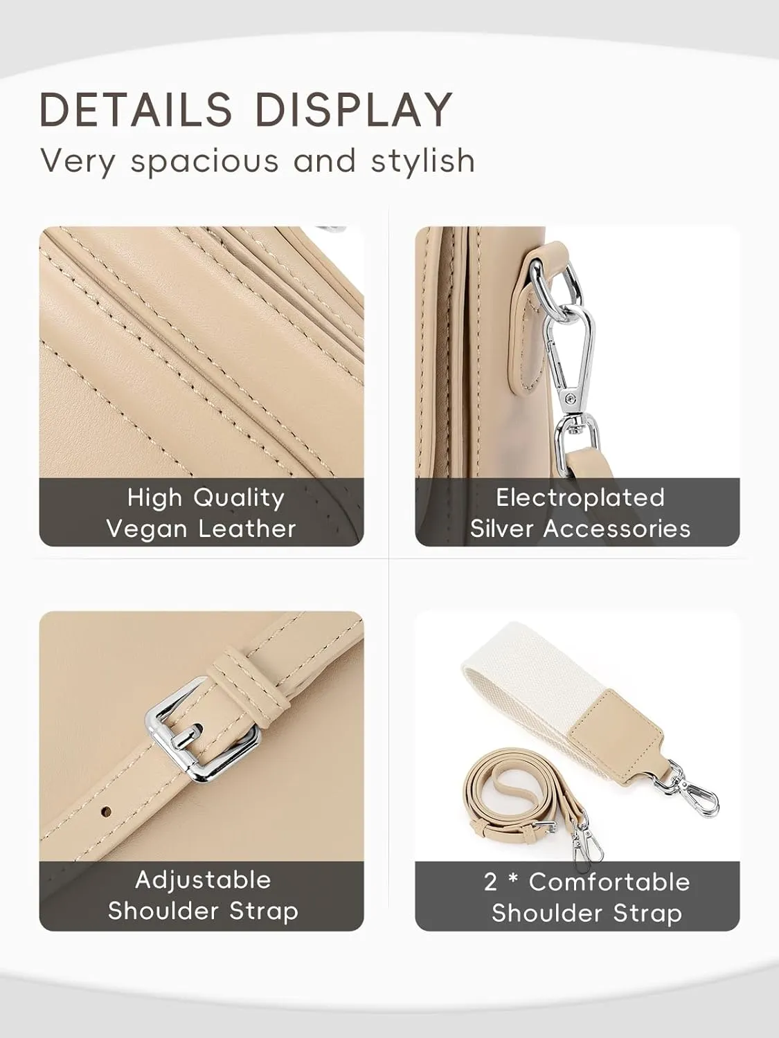 CLUCI Small Purses for Women Trendy,Vegan leather Shoulder Bag Crossbody Bags for Women With 2 Shoulder Straps