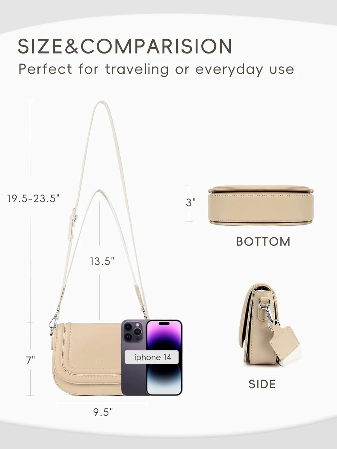 CLUCI Small Purses for Women Trendy,Vegan leather Shoulder Bag Crossbody Bags for Women With 2 Shoulder Straps
