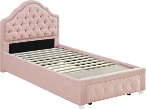 Coaster Home Furnishings Ashleigh Traditional Boucle Upholstered Twin Size Storage Panel Bed Frame Platform Bed 44-inch Headboard Pink 460540T