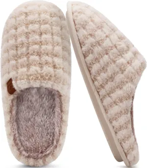 COFACE Unisex Mens Womens Cozy Memory Foam Scuff Slippers Casual Slip On Warm House Shoes Indoor/Outdoor Sandal Slippers With Arch Support Rubber Sole Size 4-15