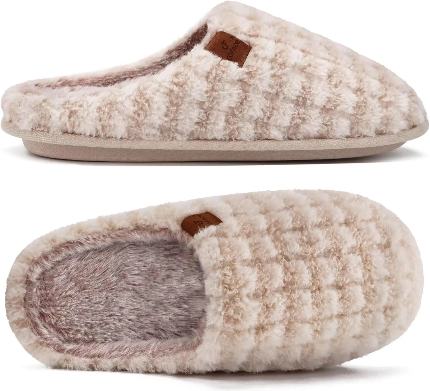 COFACE Unisex Mens Womens Cozy Memory Foam Scuff Slippers Casual Slip On Warm House Shoes Indoor/Outdoor Sandal Slippers With Arch Support Rubber Sole Size 4-15