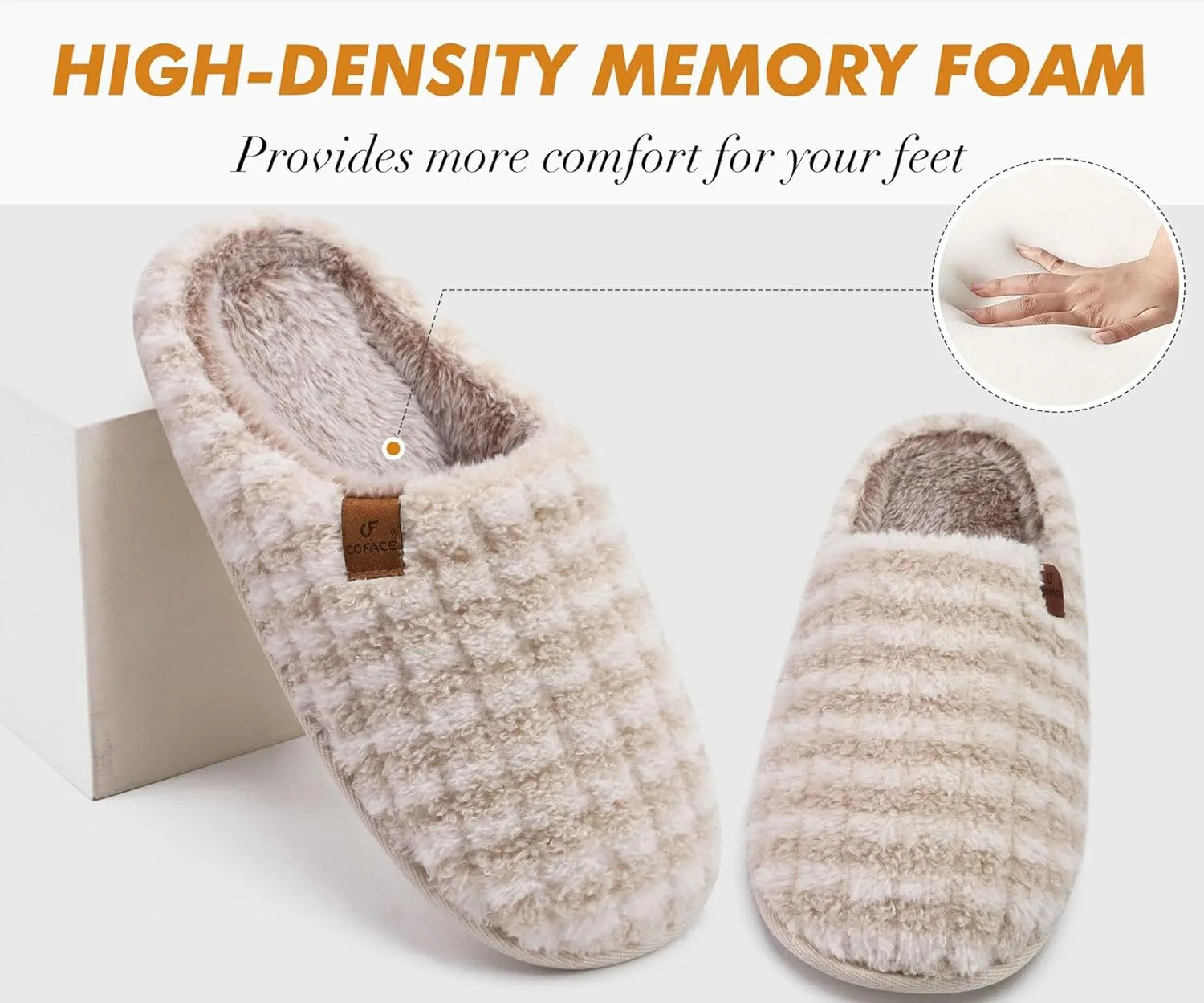 COFACE Unisex Mens Womens Cozy Memory Foam Scuff Slippers Casual Slip On Warm House Shoes Indoor/Outdoor Sandal Slippers With Arch Support Rubber Sole Size 4-15
