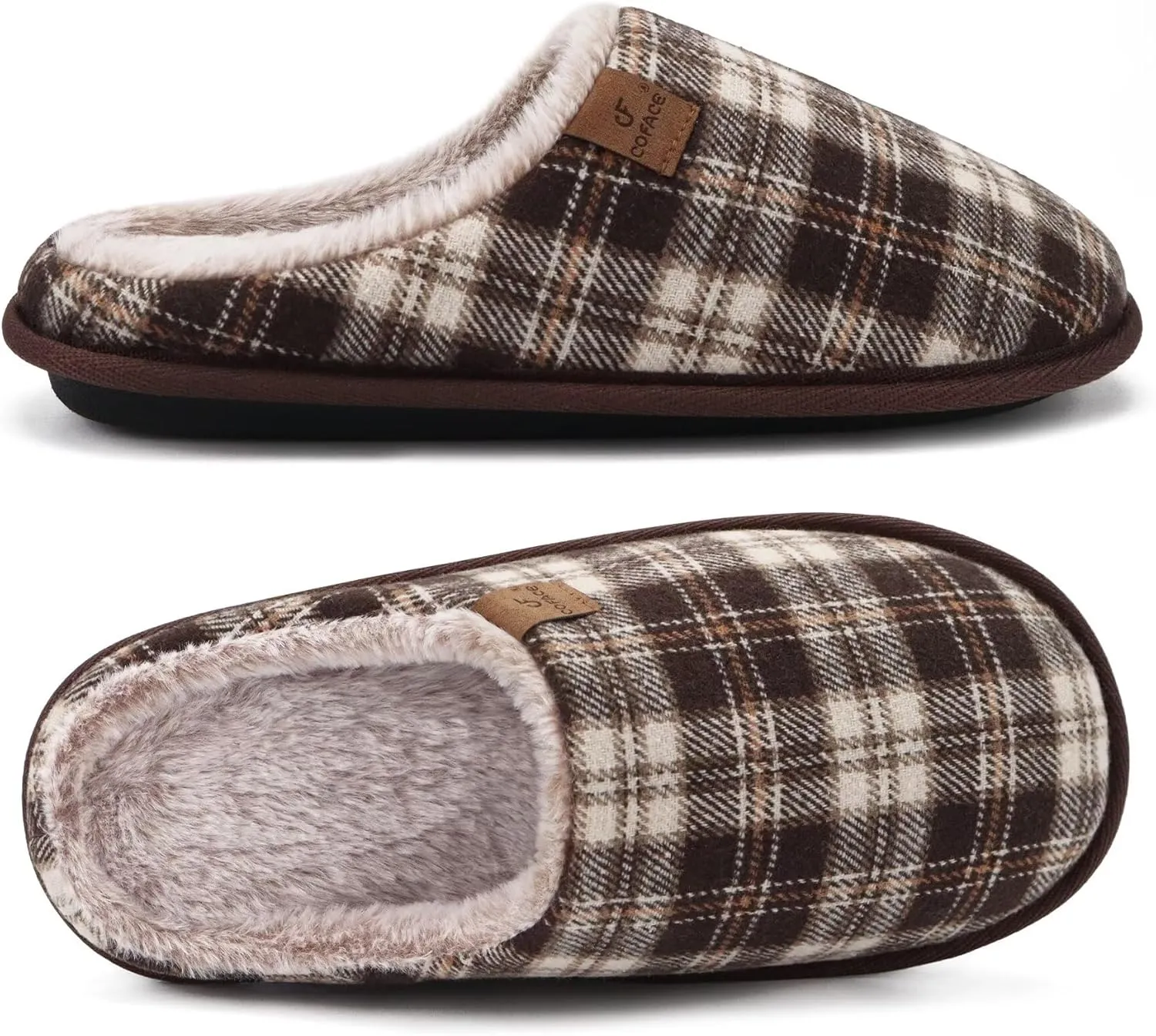 COFACE Unisex Mens Womens Cozy Memory Foam Scuff Slippers Casual Slip On Warm House Shoes Indoor/Outdoor Sandal Slippers With Arch Support Rubber Sole Size 4-15