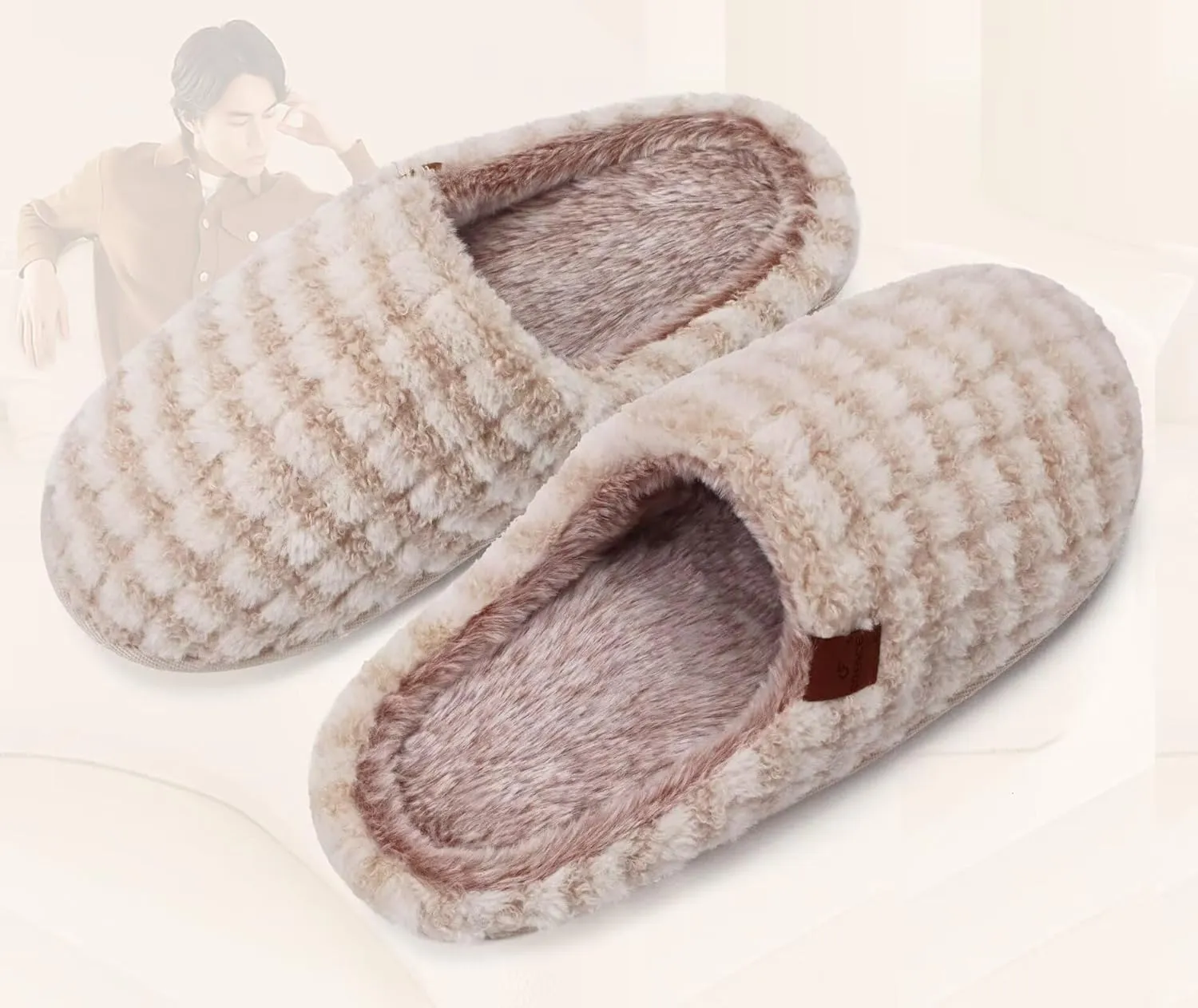 COFACE Unisex Mens Womens Cozy Memory Foam Scuff Slippers Casual Slip On Warm House Shoes Indoor/Outdoor Sandal Slippers With Arch Support Rubber Sole Size 4-15