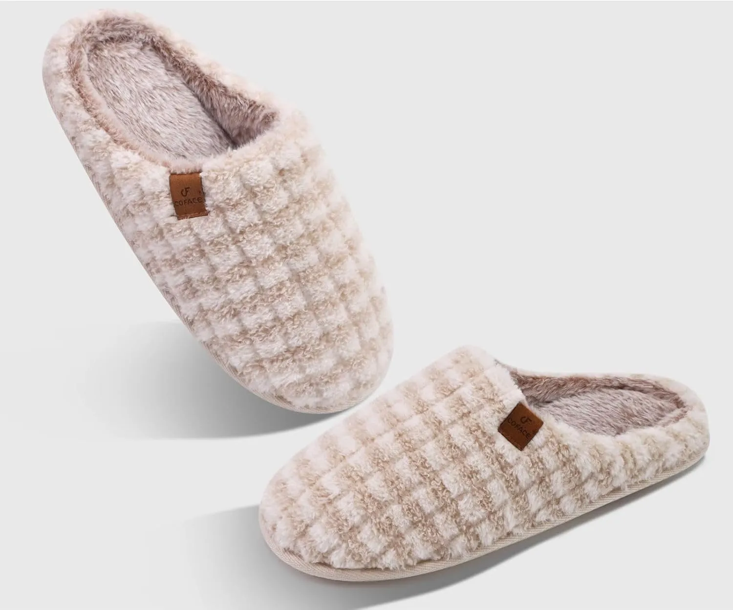 COFACE Unisex Mens Womens Cozy Memory Foam Scuff Slippers Casual Slip On Warm House Shoes Indoor/Outdoor Sandal Slippers With Arch Support Rubber Sole Size 4-15