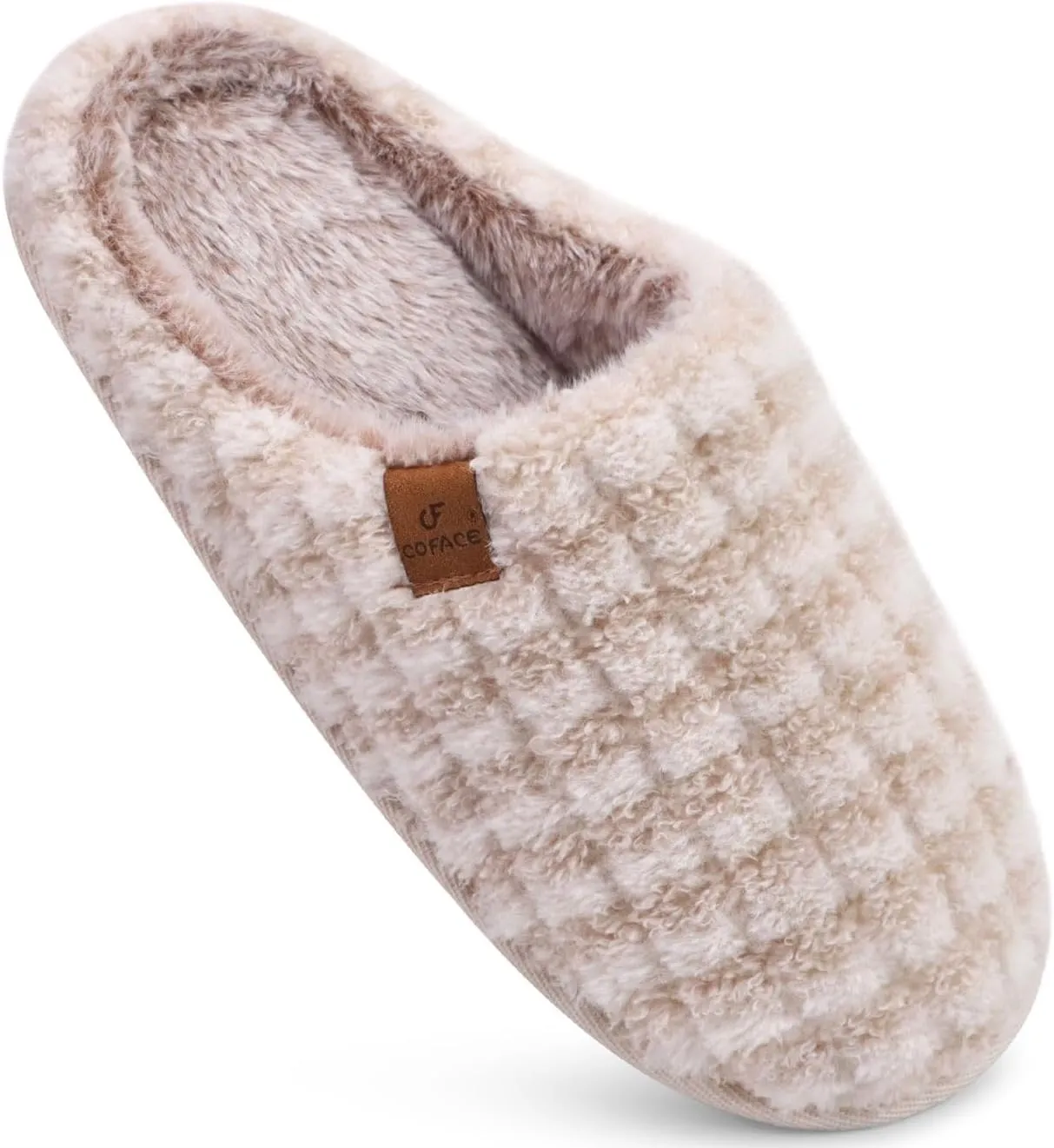 COFACE Unisex Mens Womens Cozy Memory Foam Scuff Slippers Casual Slip On Warm House Shoes Indoor/Outdoor Sandal Slippers With Arch Support Rubber Sole Size 4-15