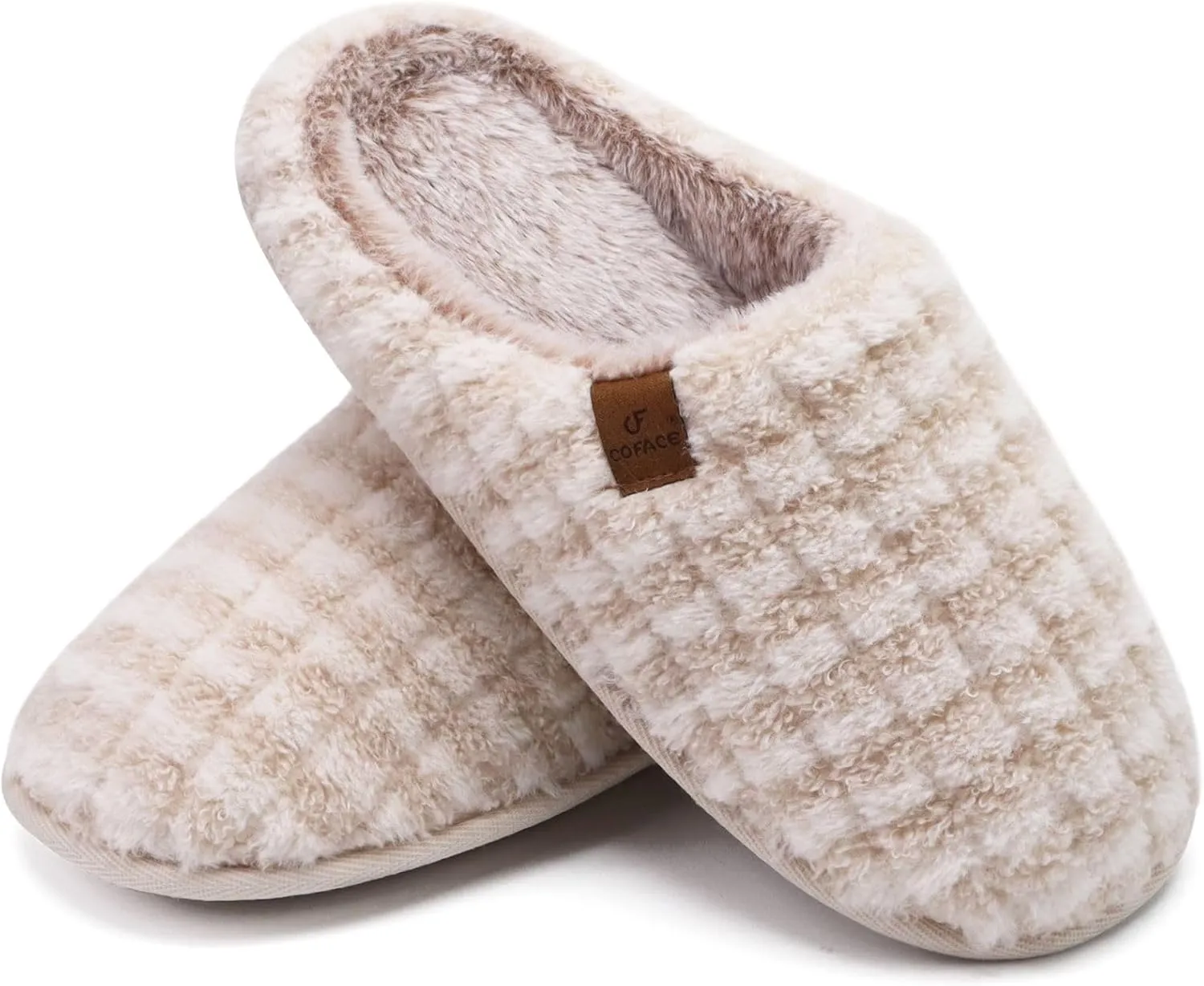 COFACE Unisex Mens Womens Cozy Memory Foam Scuff Slippers Casual Slip On Warm House Shoes Indoor/Outdoor Sandal Slippers With Arch Support Rubber Sole Size 4-15