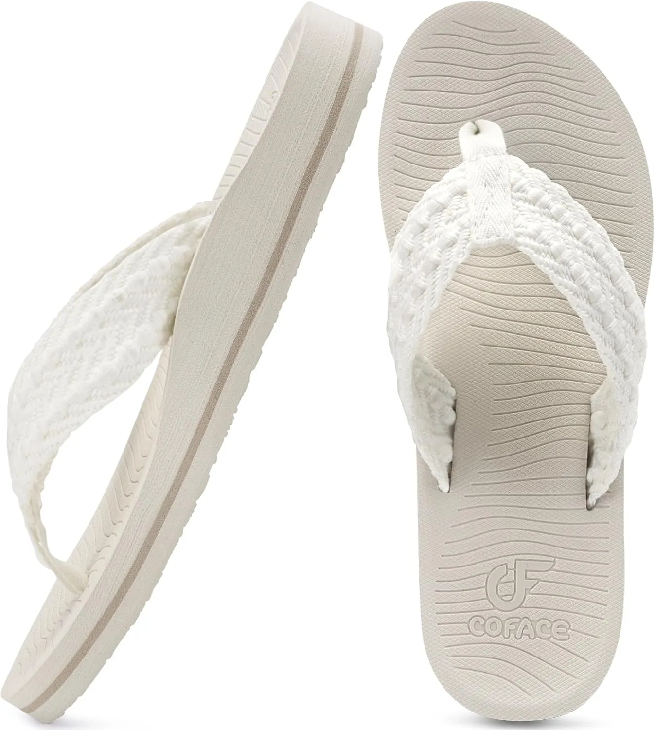 COFACE Womens Orthopedic Flip Flops Comfortable Orthotic Sandals Cushion Recovery Plantar Fasciitis Walking Slip On Ladies Flip Flops for Woman Size 5-11