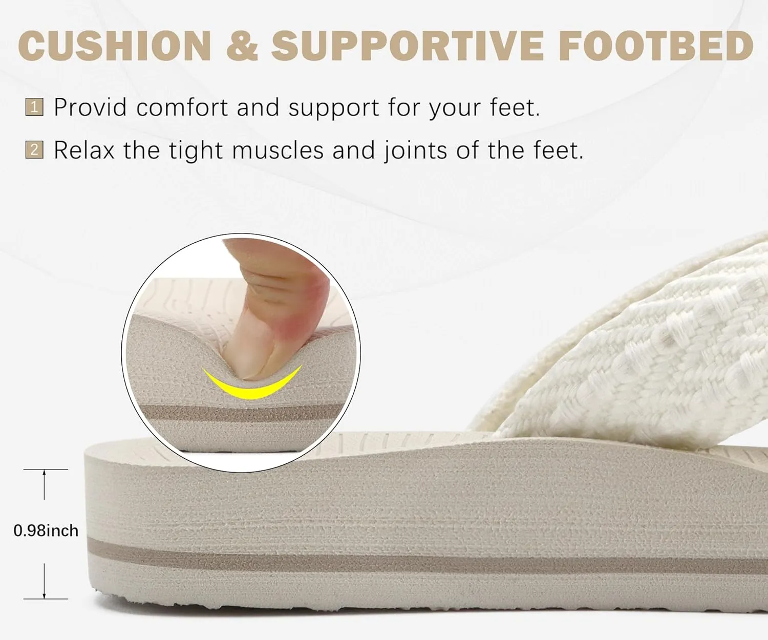 COFACE Womens Orthopedic Flip Flops Comfortable Orthotic Sandals Cushion Recovery Plantar Fasciitis Walking Slip On Ladies Flip Flops for Woman Size 5-11