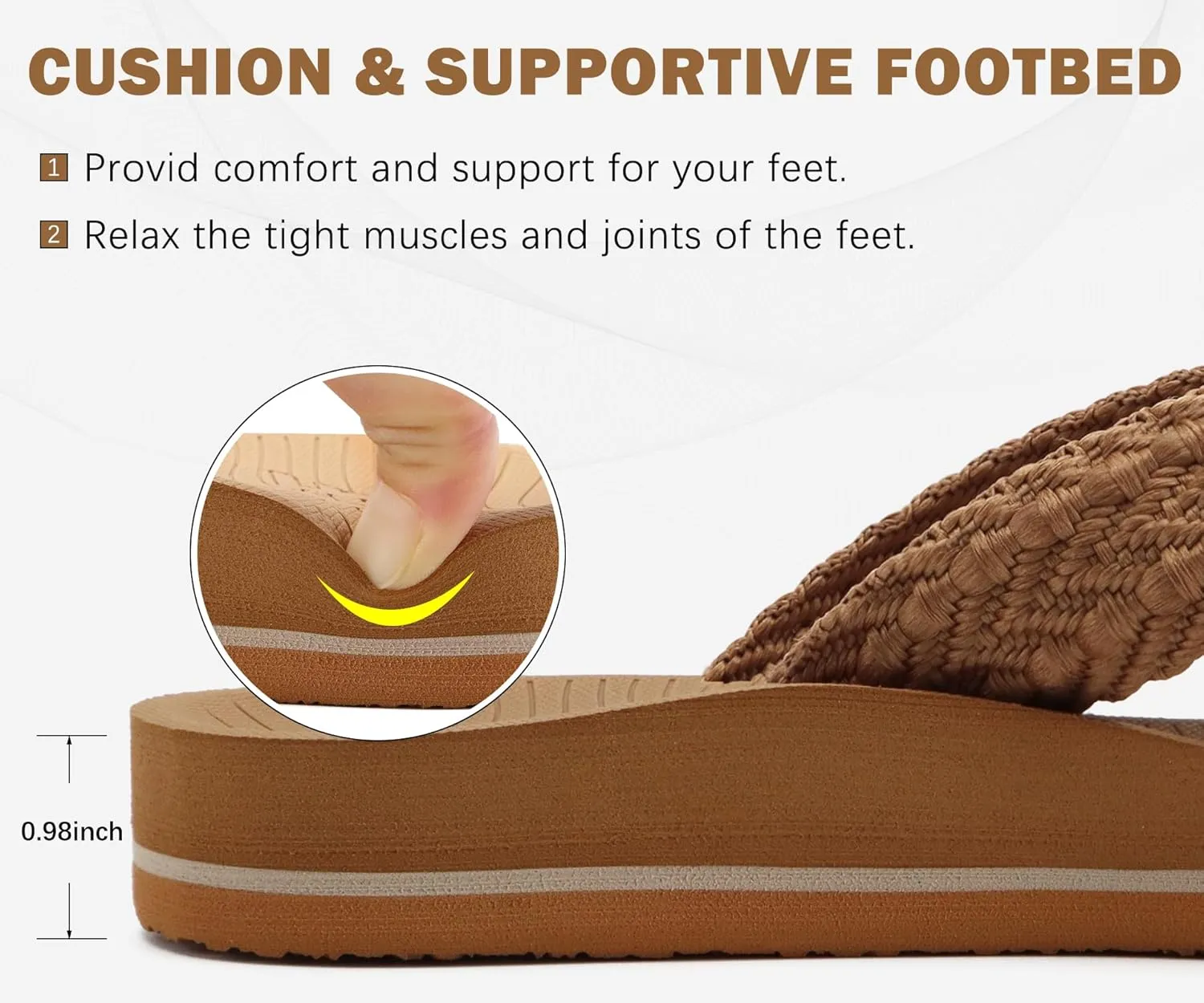 COFACE Womens Orthopedic Flip Flops Comfortable Orthotic Sandals Cushion Recovery Plantar Fasciitis Walking Slip On Ladies Flip Flops for Woman Size 5-11