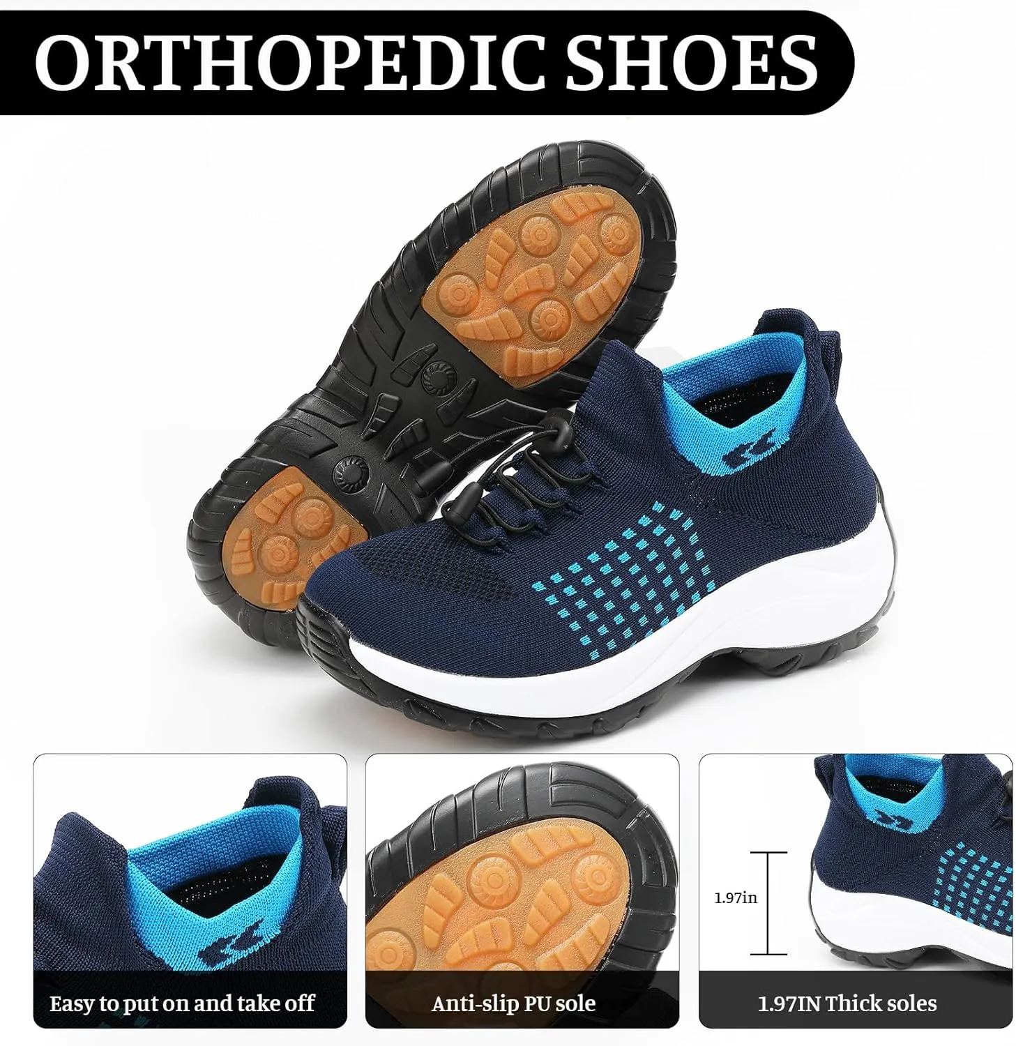 Comfort Wear Orthowear Shoes for Women Men, Unisex Orthopedic Shoes for Women Breathable Comfortable Plantar Fasciitis Ortho Sneakers Running Walking Non Slip Stretch Cushion Comfortwear Shoe