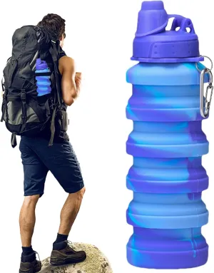 Compact Water Bottle | Silicone Sports Water Bottle - Reusable Flexible Water Cup, Foldable Sports Water Bottle With Carabiner 700ml For Sports, Gym, Hiking, Travel