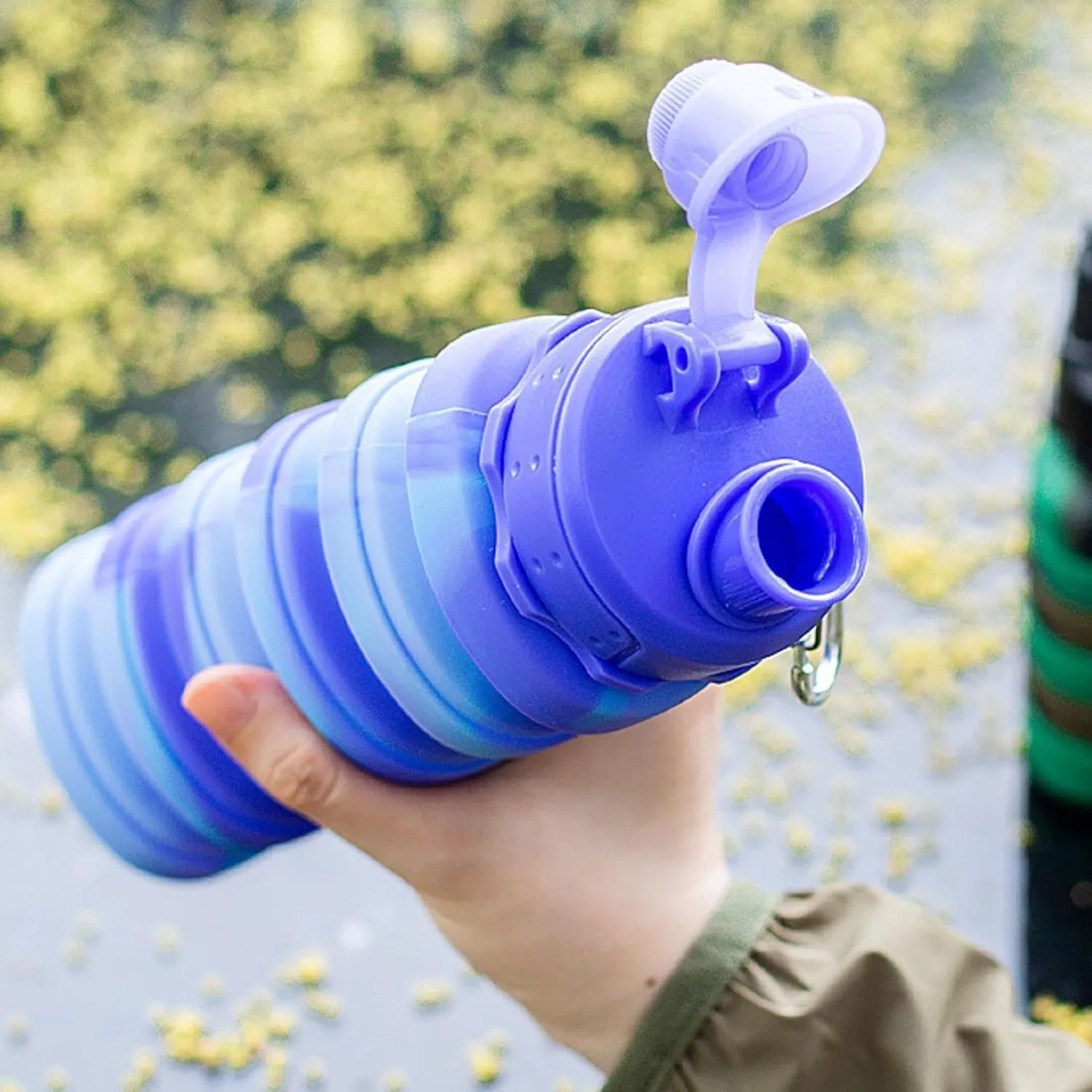 Compact Water Bottle | Silicone Sports Water Bottle - Reusable Flexible Water Cup, Foldable Sports Water Bottle With Carabiner 700ml For Sports, Gym, Hiking, Travel