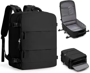 coofay Large Black Travel Backpack Carry on Flight Approved Mochila De Viaje Personal Item Backpack for Airlines Frontier Airlines Personal Item Bag Large Backpack for Travel Backpacks for Men Women