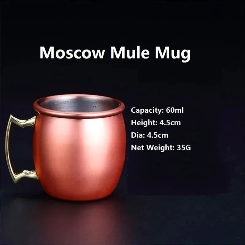 Copper Plated Moscow Mule Shot Glass Mug Mini 60ml Vodka Beer Wine Cup Cocktail Mugs Metal Canecas Travel Bar Drinkware Tools
