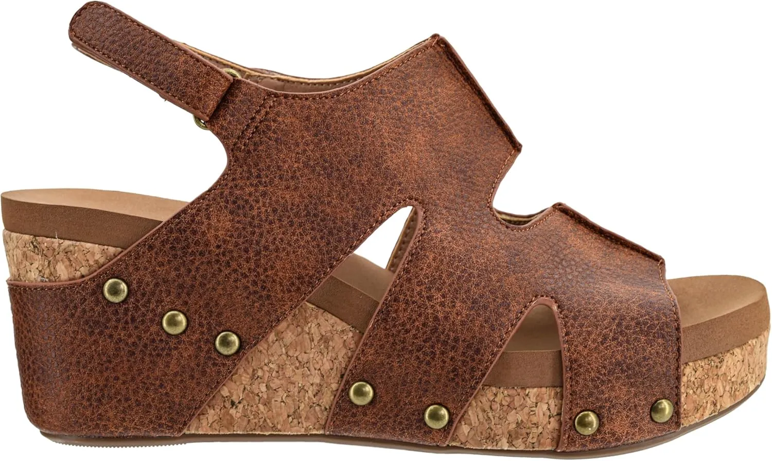 Corkys Footwear Cut It Out 2.5-Inch Heel Wedges with Memory Foam Insoles, Hook & Loop Closure, Unique Cut-Out Design – Stylish & Comfortable Fall Essential