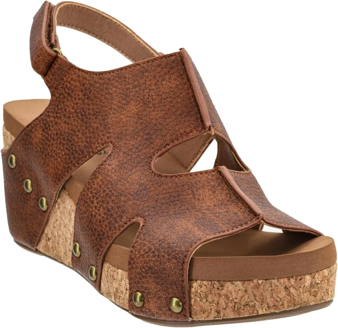 Corkys Footwear Cut It Out 2.5-Inch Heel Wedges with Memory Foam Insoles, Hook & Loop Closure, Unique Cut-Out Design – Stylish & Comfortable Fall Essential