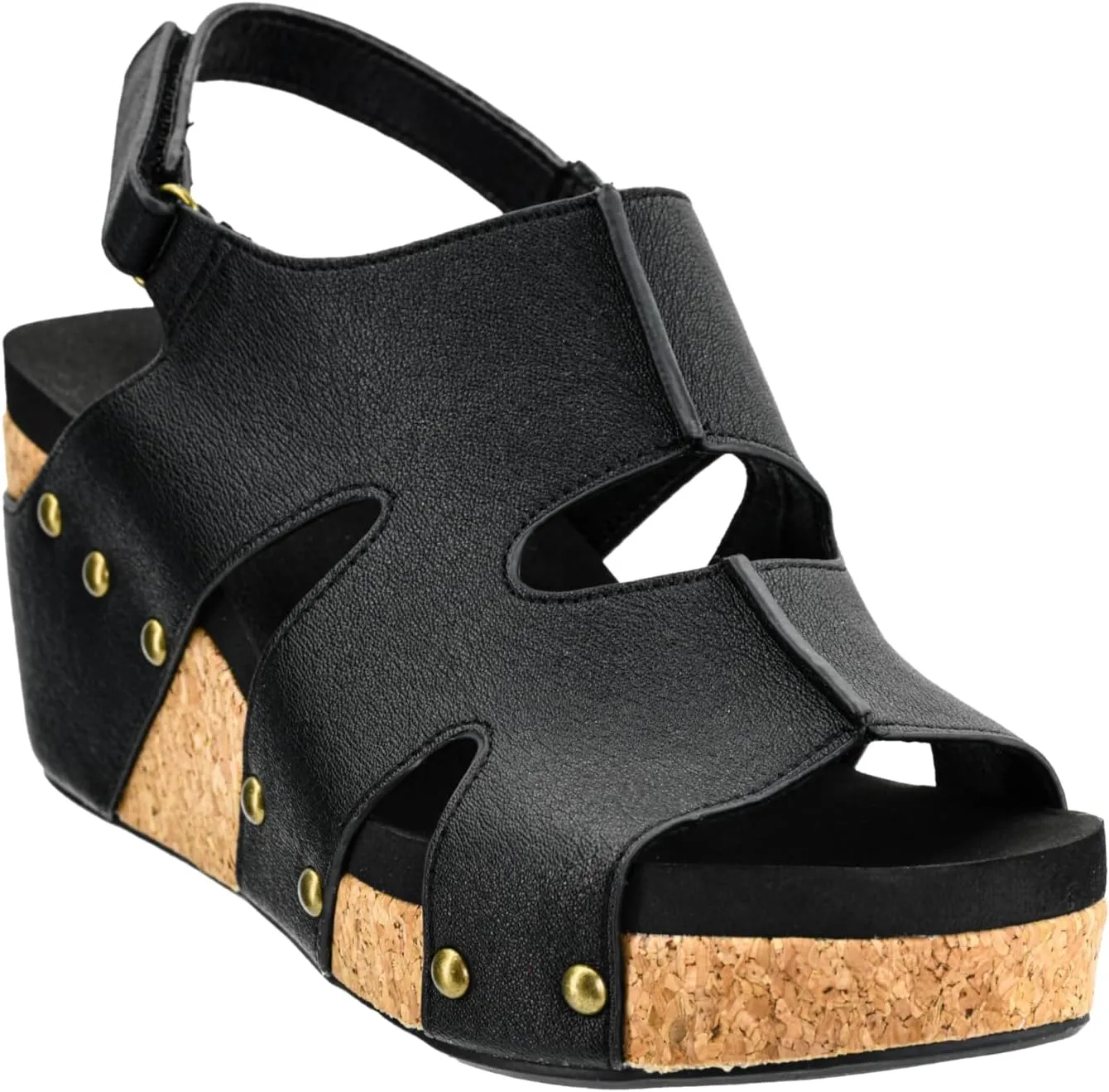 Corkys Footwear Cut It Out 2.5-Inch Heel Wedges with Memory Foam Insoles, Hook & Loop Closure, Unique Cut-Out Design – Stylish & Comfortable Fall Essential