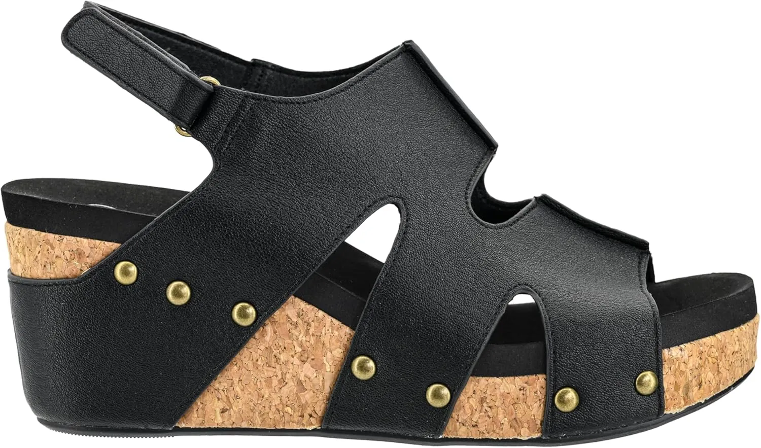 Corkys Footwear Cut It Out 2.5-Inch Heel Wedges with Memory Foam Insoles, Hook & Loop Closure, Unique Cut-Out Design – Stylish & Comfortable Fall Essential