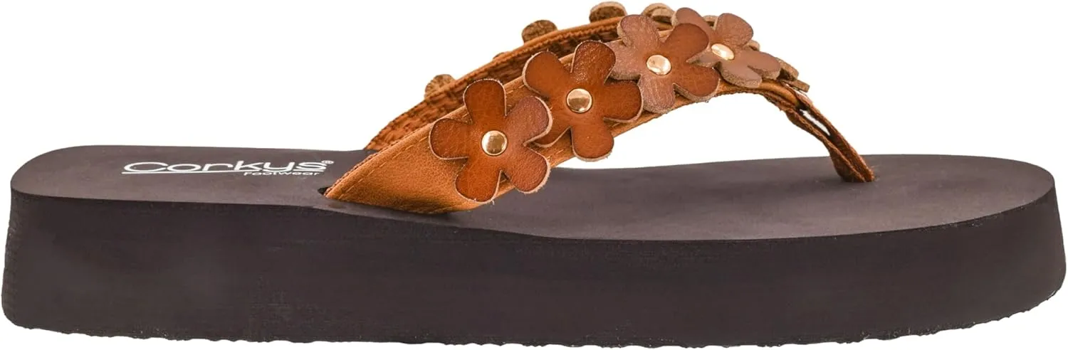 Corkys Footwear No Running Flip Flops - 'V' Strap Adorned With Flowers, Everyday Wear, Soft Footbed for All-Day Comfort, Effortless Slip-On Convenience