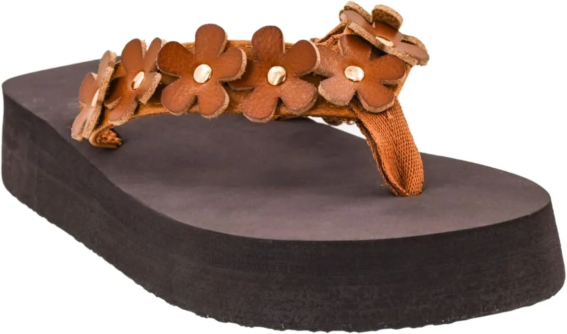 Corkys Footwear No Running Flip Flops - 'V' Strap Adorned With Flowers, Everyday Wear, Soft Footbed for All-Day Comfort, Effortless Slip-On Convenience