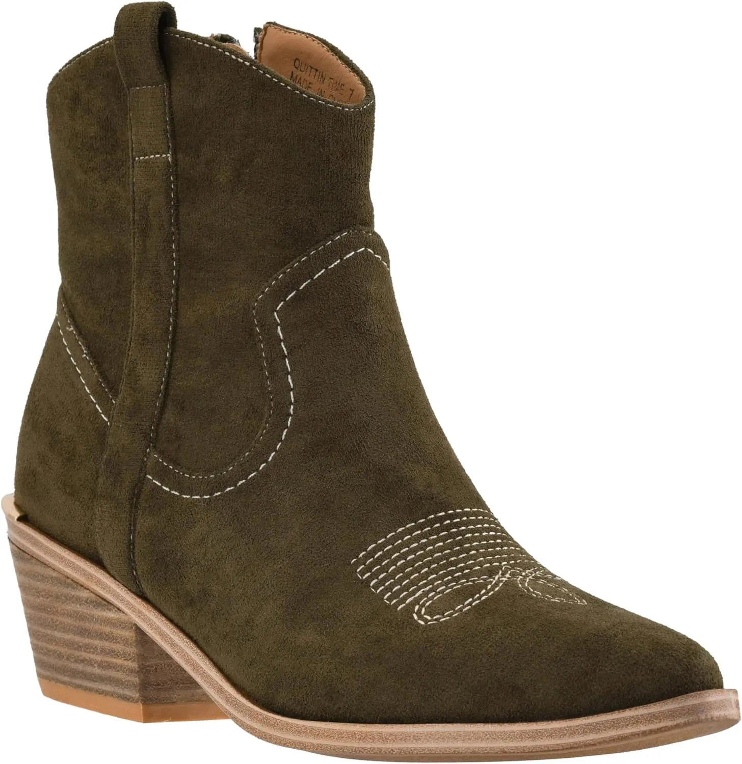 Corkys Footwear Quittin Time 2.5-Inch Stacked Heel Booties with Memory Foam Insoles and Western Stitching - Stylish and Comfortable