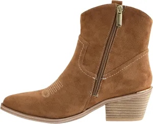 Corkys Footwear Quittin Time 2.5-Inch Stacked Heel Booties with Memory Foam Insoles and Western Stitching - Stylish and Comfortable