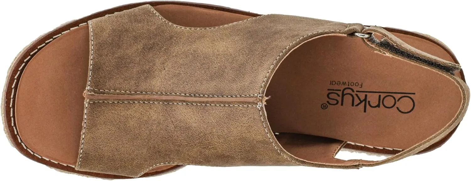 Corkys Footwear Women's K Bye Wedge Sandals with 3-Inch Heel - Comfort-Enhancing EVA Insoles, Hook and Loop Closure, and Stylish Jute Wrapped Bottom Design