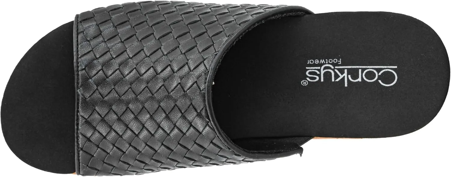 Corkys Footwear Women's Wine And Dine 2.5-Inch Wedge Sandal - With A Woven Upper, Cork Platform, Slip-On Design, and Corkys Soft EVA Insoles For All Day Wear