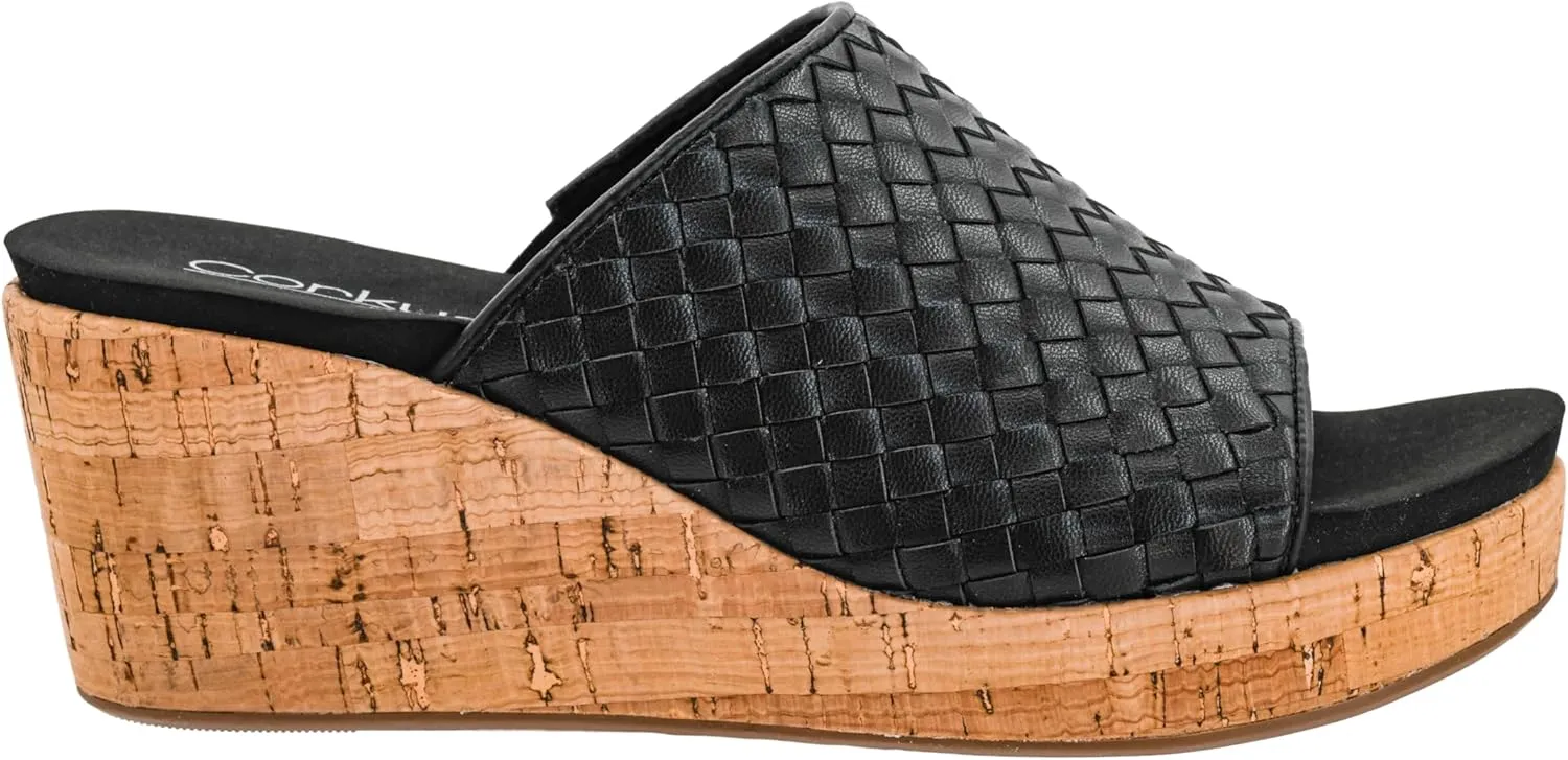 Corkys Footwear Women's Wine And Dine 2.5-Inch Wedge Sandal - With A Woven Upper, Cork Platform, Slip-On Design, and Corkys Soft EVA Insoles For All Day Wear