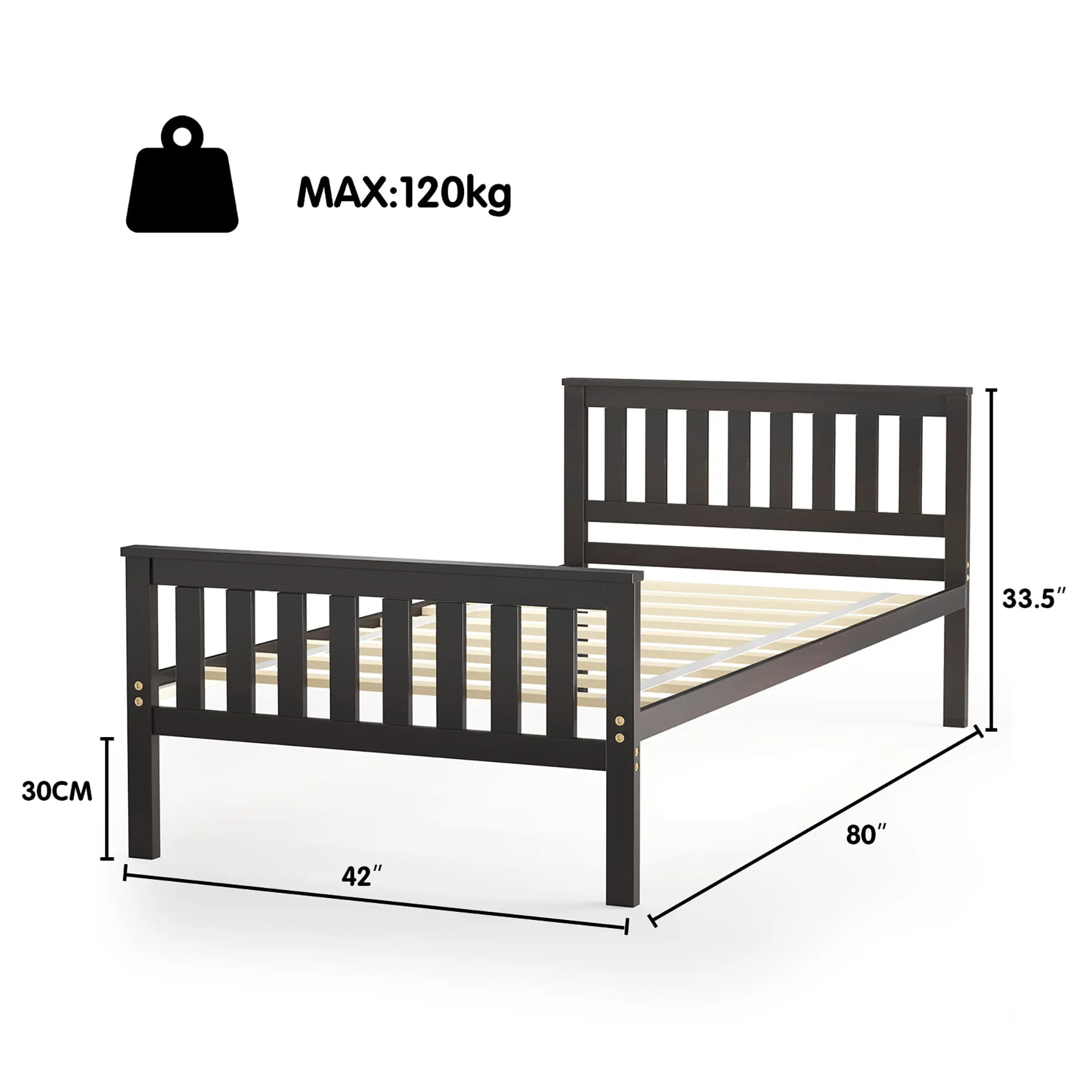 Costway Twin Wood Platform Bed with Headboard and Footboard Mattress Foundation