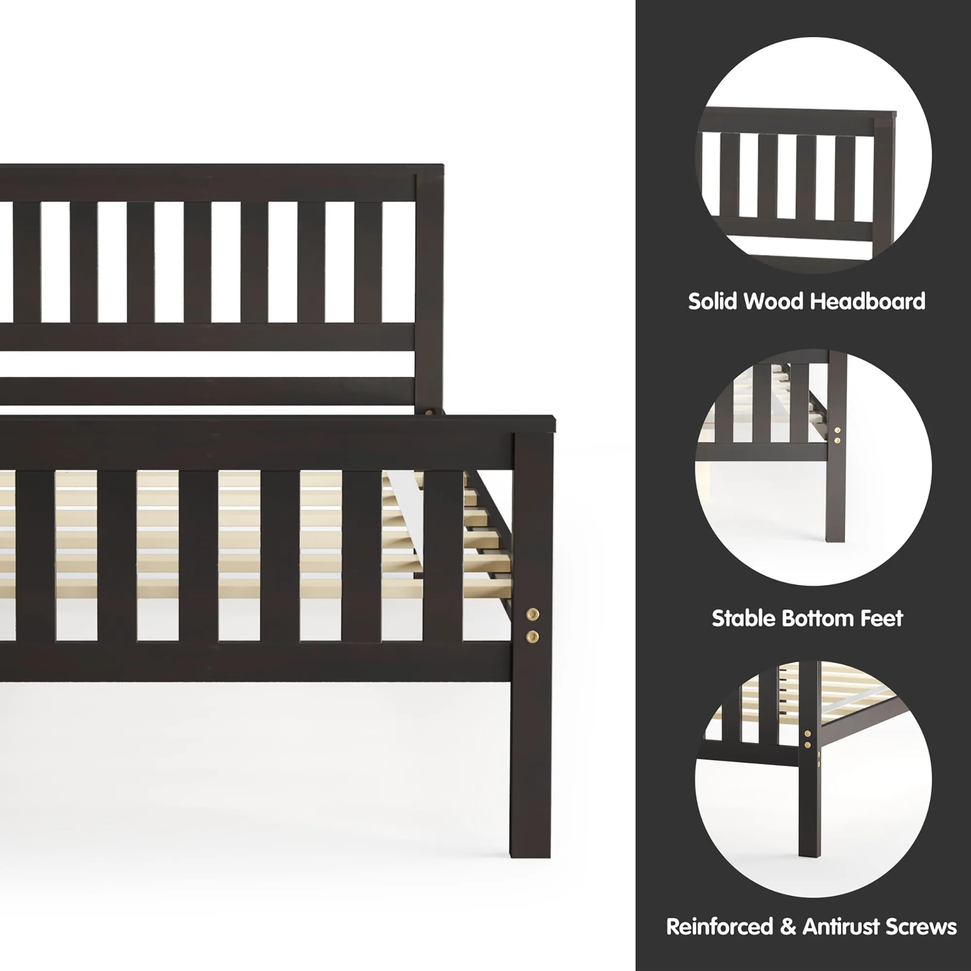 Costway Twin Wood Platform Bed with Headboard and Footboard Mattress Foundation