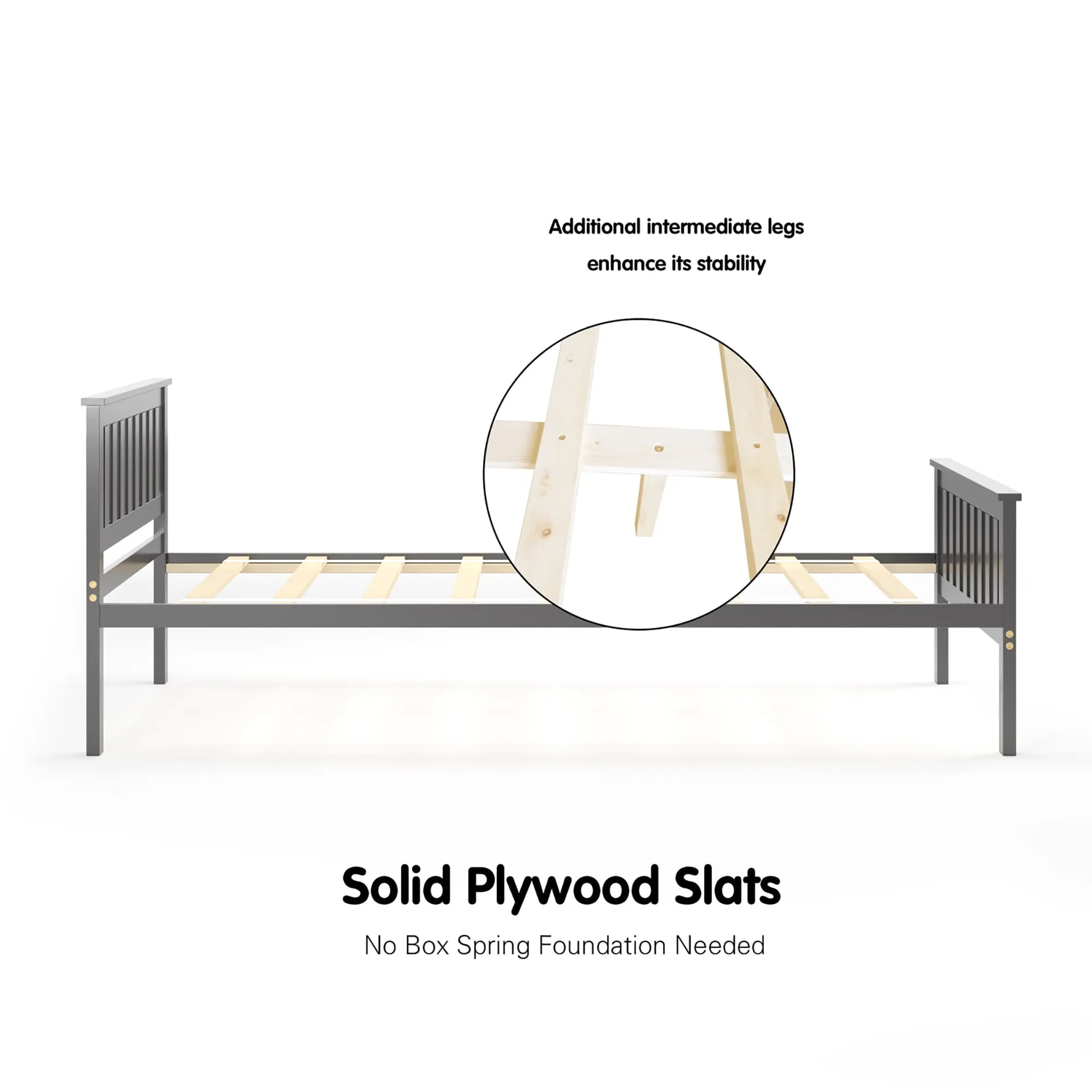 Costway Twin Wood Platform Bed with Headboard and Footboard Mattress Foundation