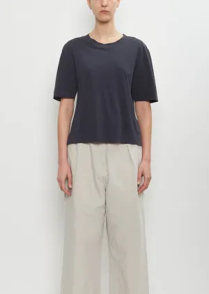 Cotton Linen Simple T-Shirt — Navy