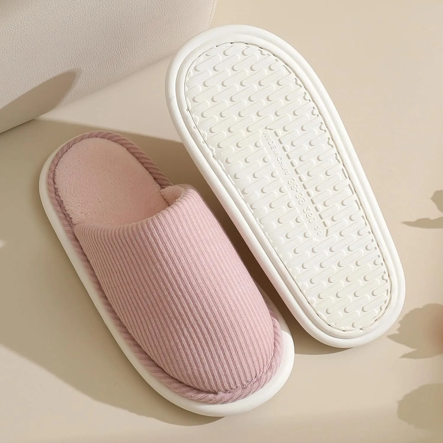 Couple House Slippers Home Cotton Slippers for Women Men Soft Comfy Memory Foam Slip On Slippers Lightweight Travel Slippers Cozy Non-Slip Indoor House Bedroom Shoes