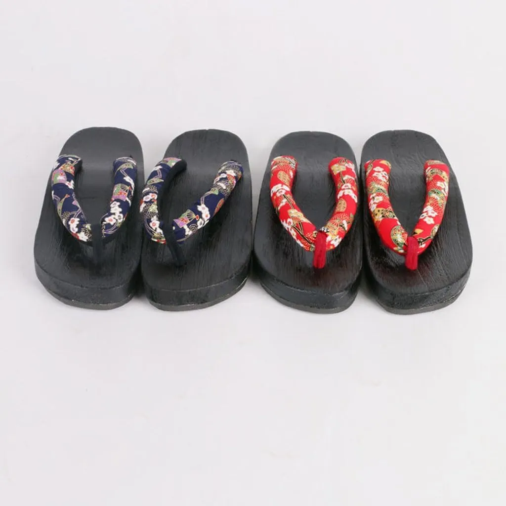 Couples Clogs Slippers,Japanese Traditional Clogs Geta Sandals,Flip-flops Flat Sole Female Sandals Anti- skid Fashion Summer Beach Footwear for Women Girls