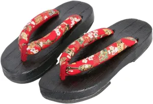 Couples Clogs Slippers,Japanese Traditional Clogs Geta Sandals,Flip-flops Flat Sole Female Sandals Anti- skid Fashion Summer Beach Footwear for Women Girls