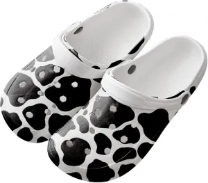 Cow Clogs with Buckles and Socks Slippers Comfortable Slip On Water Beach Sandals Indoor Outdoor Shoe for Women's/Girls